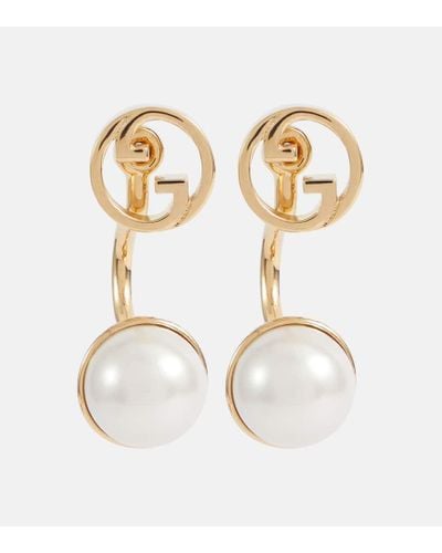 Gucci Orecchini Blondie Interlocking G con perle bijoux - Bianco