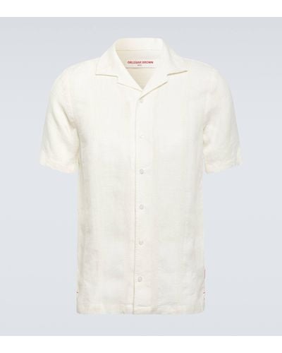 Orlebar Brown Hibbert Linen-blend Bowling Shirt - White