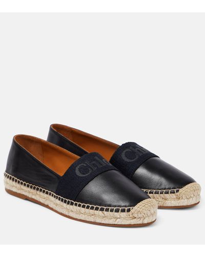 Chloé Piia Logo-embellished Leather Espadrilles - Black