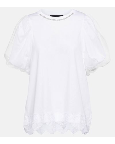 Simone Rocha T-shirt en coton a ornements - Blanc