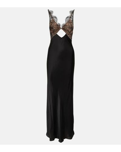 Self-Portrait Lace And Satin Gown - Black