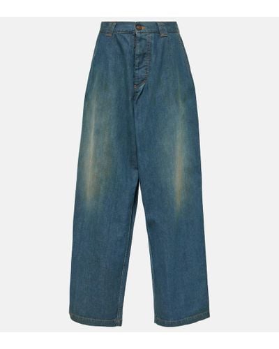 Maison Margiela Jeans anchos Americana de tiro medio - Azul