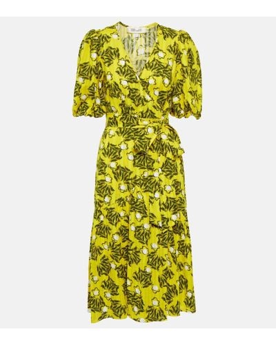 Diane von Furstenberg Vestido corto Didi de algodon estampado - Amarillo