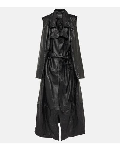 Balenciaga Manteau en cuir - Noir