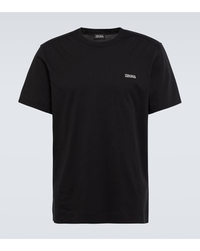 Zegna T-shirt en coton a logo - Noir