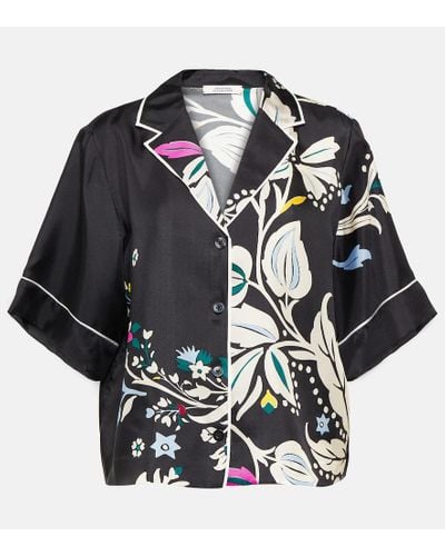 Dorothee Schumacher Camisa de seda floral - Negro