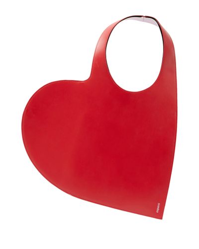 Coperni Heart Two-tone Leather Tote Bag - Red