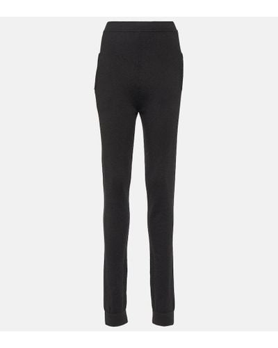 Saint Laurent Pantalones slim de cachemir - Negro