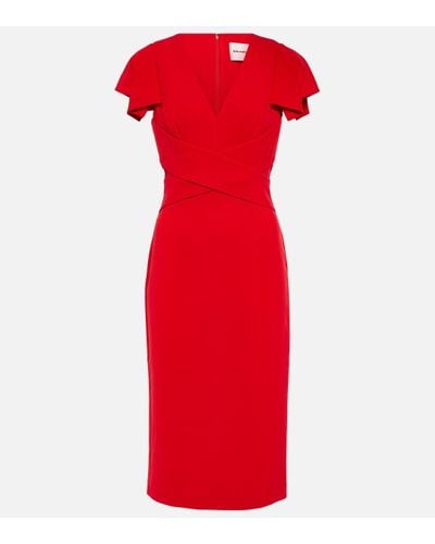 Roland Mouret V-neck Midi Dress - Red