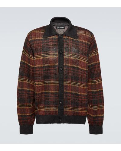 Our Legacy Checked Intarsia Hemp Cardigan - Brown