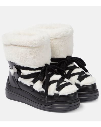 Moncler Insolux Faux Fur And Suede Snow Boots - White