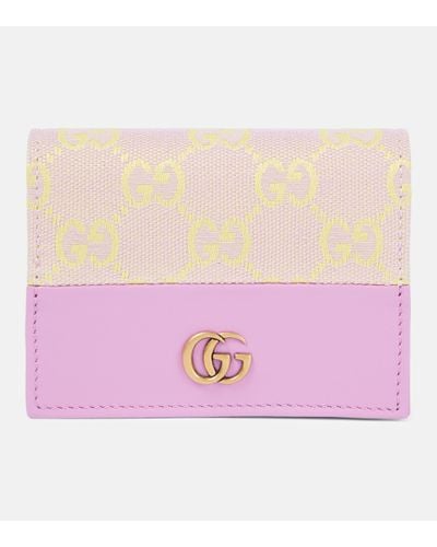 Gucci GG Leather-trimmed Canvas Card Holder - Purple
