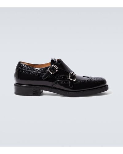 Miu Miu X Church's Leather Monk Strap Shoes - Black