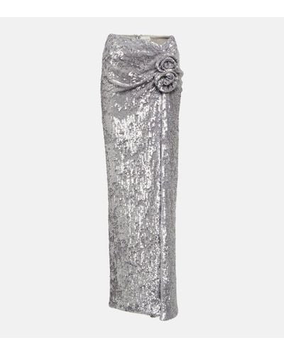 Magda Butrym Floral-applique Sequined Maxi Skirt - Gray