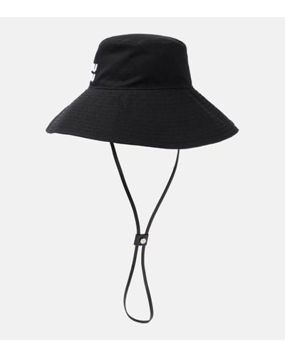 Miu Miu Logo Cotton Drill Bucket Hat - Black