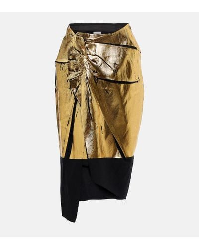 Dries Van Noten Sinam Cotton And Linen Midi Skirt - Metallic