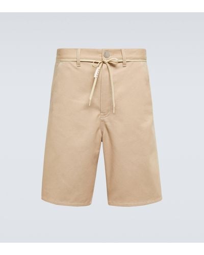 Marni Leather-trimmed Cotton Shorts - Natural