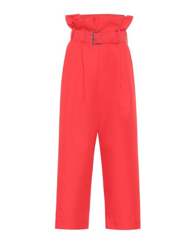 Plan C High-rise Cropped Straight Pants - Red