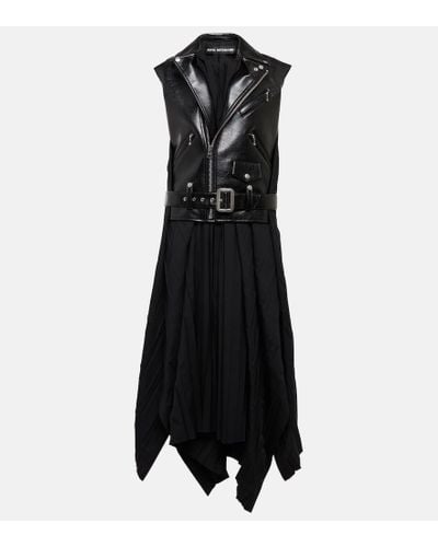 Junya Watanabe Maxi Dress With Faux Leather Vest - Black