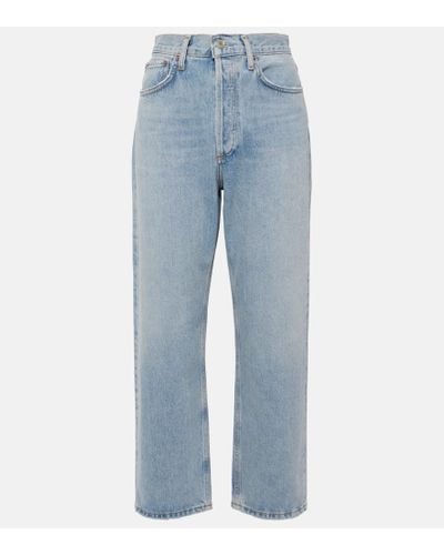 Agolde Mid-Rise Straight Jeans 90's Crop - Blau
