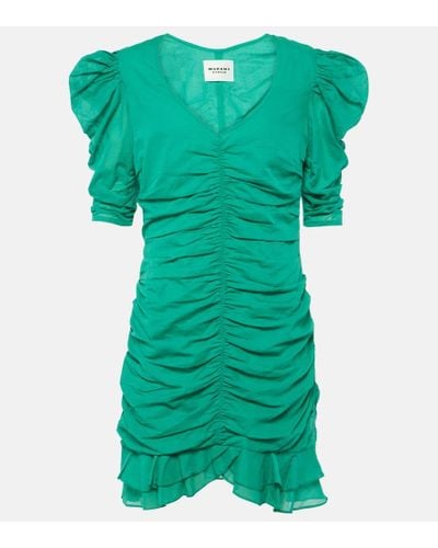 Isabel Marant Sireny Draped Cotton Minidress - Green