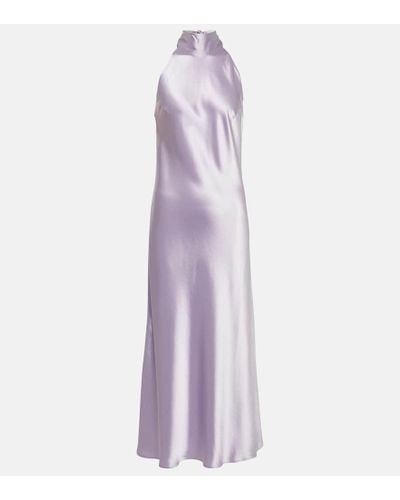 Galvan London Sienna Halterneck Midi Dress - Purple