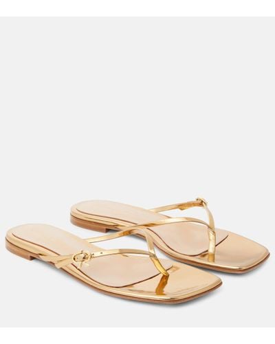 Gianvito Rossi Mirrored Leather Thong Sandals - Natural