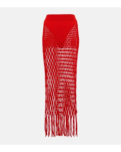 Dion Lee Fishnet Maxi Skirt - Red