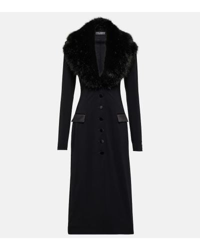 Dolce & Gabbana Abrigo de georgette de seda - Negro