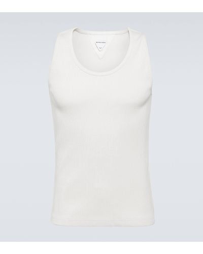 Bottega Veneta Ribbed-knit Cotton-blend Jersey Tank Top - White