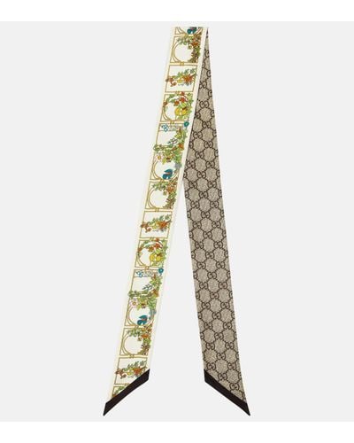 Gucci Printed Silk Twill Scarf - Metallic