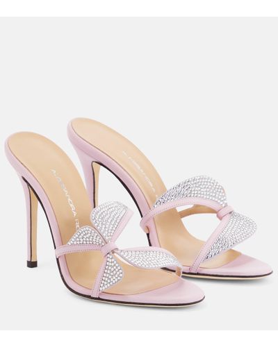 Alessandra Rich Mules Butterfly a cristaux - Blanc
