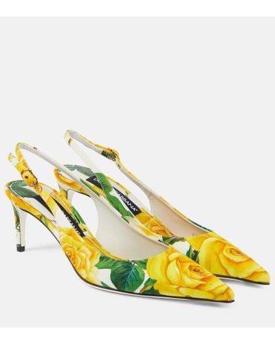 Dolce & Gabbana Salones destalonados de lona floral - Amarillo