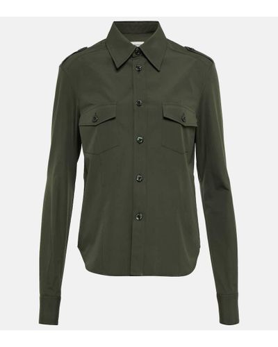 Saint Laurent Camisa de popelin de algodon - Verde