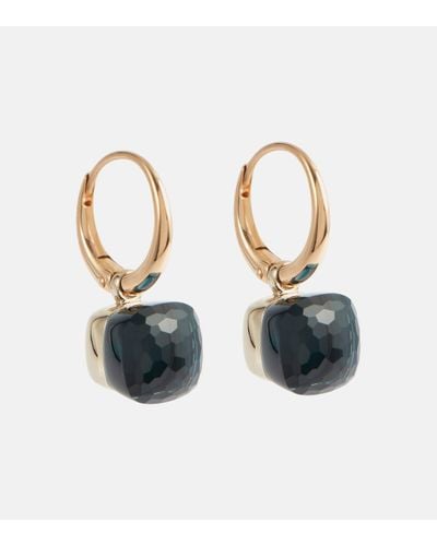 Pomellato Nudo 18kt Rose Gold And White Gold Earrings With Blue Topaz