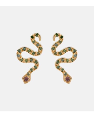 Ileana Makri Pendientes Little Snake de oro de 18 ct con diamantes - Metálico