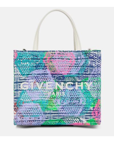 Givenchy G Mini Printed Denim Tote Bag - Blue