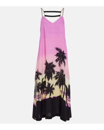 Palm Angels Printed Midi Dress - Pink