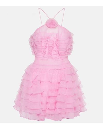 STAUD Florian Ruffled Organza Minidress - Pink