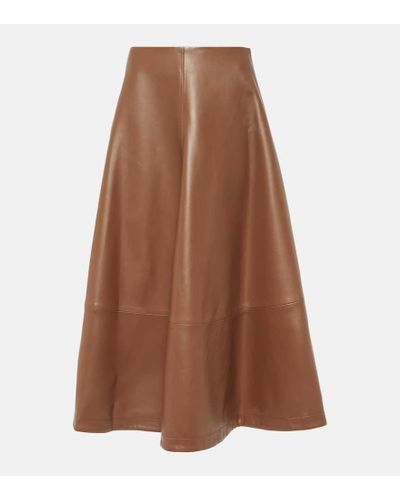 Altuzarra Varda Leather Midi Skirt - Brown
