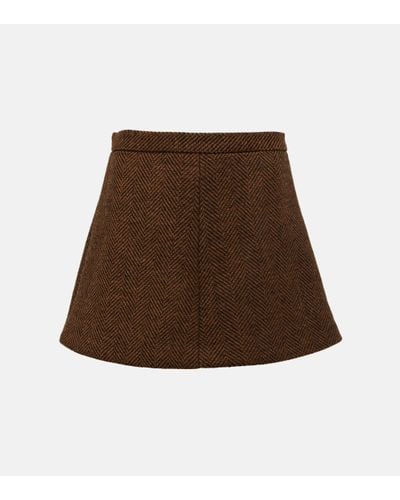 RED Valentino High-rise Wool Shorts - Brown