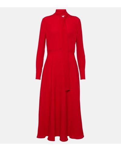 Valentino Tie-neck Silk Midi Dress - Red