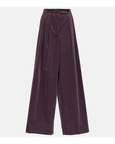 Dries Van Noten Pantalon ample a taille haute en velours - Violet