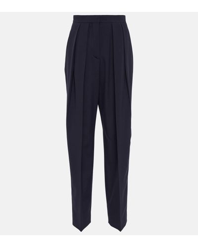Stella McCartney Pleated High-rise Tapered Trousers - Blue