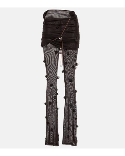 Jacquemus Pantalones de malla con cuenta - Negro