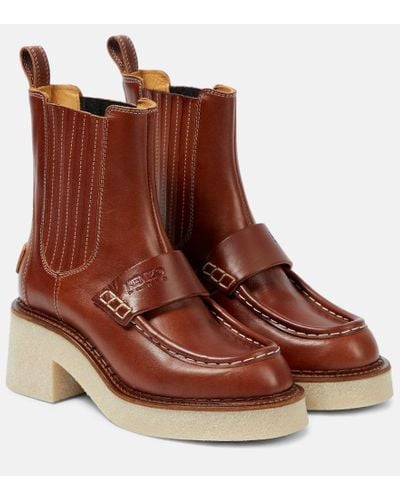 KENZO Leather Ankle Boots - Brown