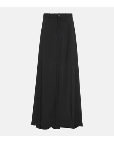 Balenciaga Hybrid Wool Skirt With Trousers - Black