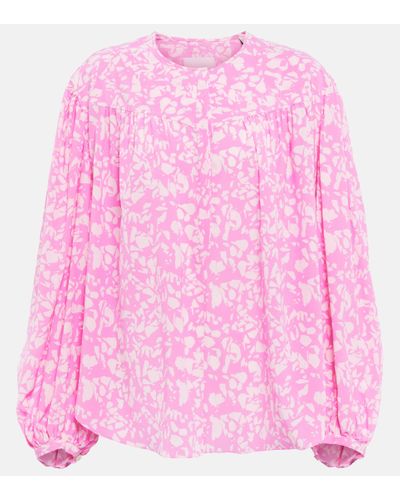 Isabel Marant Bedruckte Bluse Brunille aus Chiffon - Pink