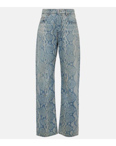 Sportmax Jean ample Diego a imprime serpent - Bleu