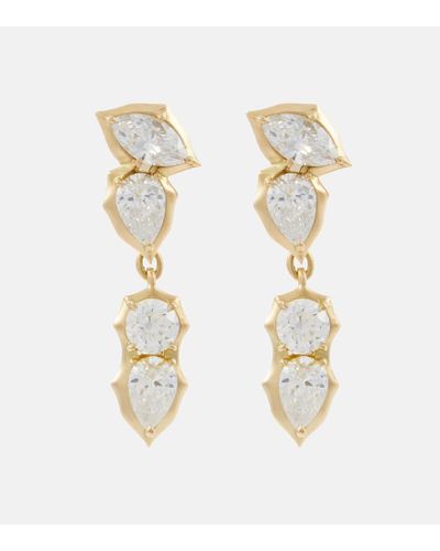 Jade Trau Pendientes Poppy Single Drops de oro de 18 ct con diamantes - Metálico